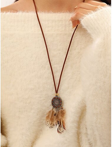  Boho-Quastenkette für Damen mit Lederband und Traumfänger-Anhänger – perfekt für Festivals und den Bohemian-Stil