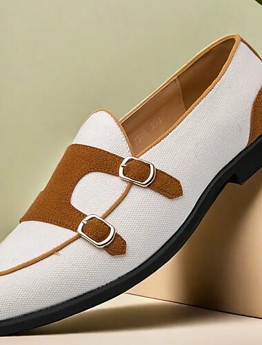  Herre Tøfler & Slip-ons Penny Loafers Ruskind Nylon Bekvem Skridsikker Hjemmesko Spænde Hvid Grøn Farveblok