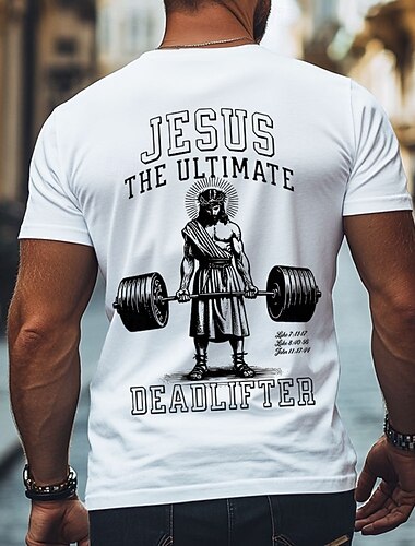  Férfi Biblia Jézus Hit T Shirt Rövid Ujjú T ing 3D Nyomtatott Kerek Nyakú Póló Divat Athleisure Utca Sport Szabadtéri Napi Fekete Fehér Bézs Nyári Tavaszi Ruházat