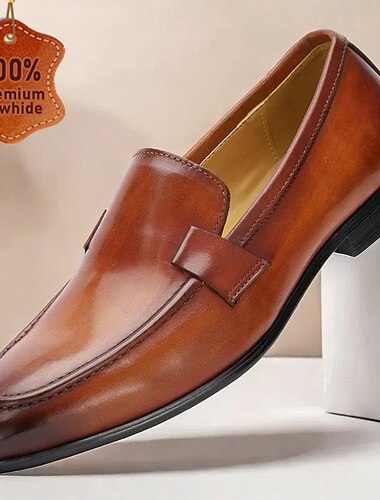  klassische braune Leder-Loafer für Herren – hochwertige Slipper aus Rindsleder für Business und formelle Anlässe