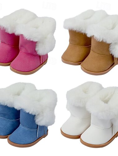  4 par jul 18 tum docka skor stövlar dockor vinter snö docka stövlar tillbehör (rosa vit brun blå)