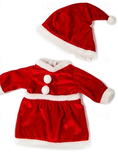 Weihnachtskleidungs- und Zubehörset für 18-Zoll-Mädchenpuppen, einschließlich Weihnachtskleidung und Kleid als Geschenk für Kinder (ohne Puppe)