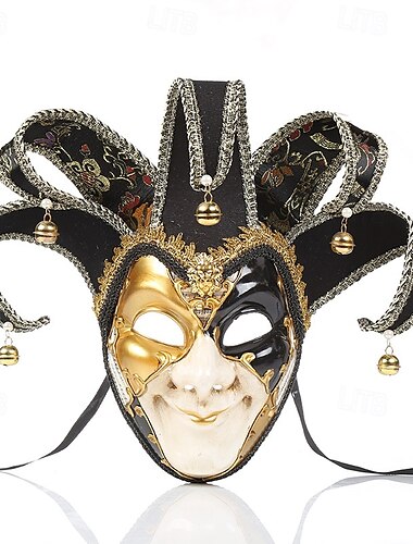  Harlekin Karnevalsmaske Venezianische Maske Arlecchino Erwachsene Herren Integralhelme Party Maskerade Karneval von Venedig Halloween Karneval Einfaches Karnevalskostüm