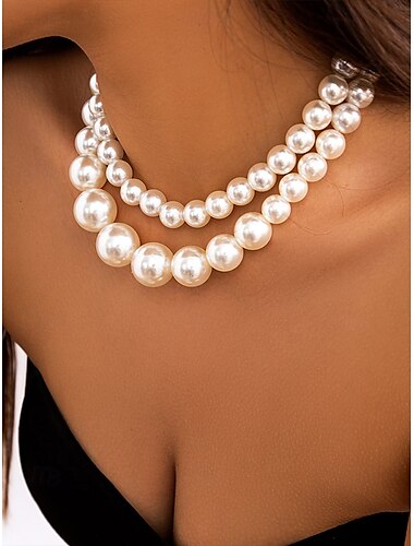  elegante mehrlagige Kunstperlenkette | klassischer Statement-Schmuck für Damen | perfekt für Hochzeiten, Partys und formelle Anlässe
