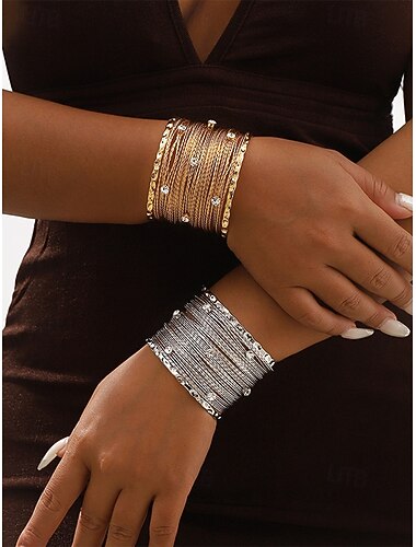  elegancka tkana bransoletka mankietowa z akcentami z kryształków – modna biżuteria dla kobiet