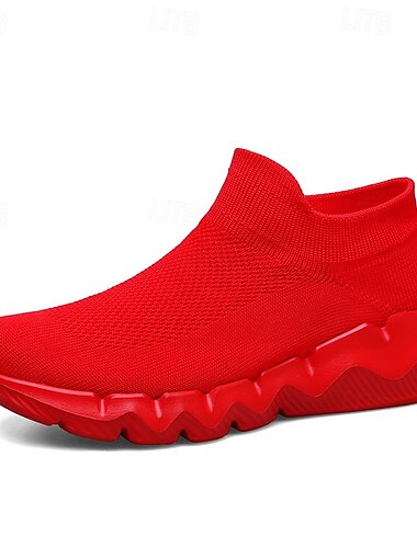  Rote Flyknit-Sneaker für Herren, leichte und atmungsaktive, stylische Freizeitschuhe für den Alltag, Outdoor-Aktivitäten und Sport