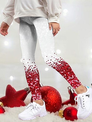 Девочки 3D Графика Рождественские штаны Брюки Леггинсы Весна Осень Активный Классический Дети 4-12 лет на открытом воздухе Повседневные Стандартный   Девочки 3D Графика Рождественские штаны Брюки Леггинсы Весна Осень Активный Классический Дети 4-12 лет на открытом воздухе Повседневные Стандартный