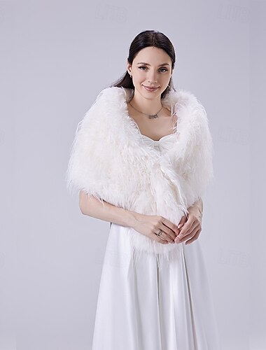  Damen Winter Kunstpelz Wickelschal Schal warm Cape für Party Hochzeit Länge 150cm