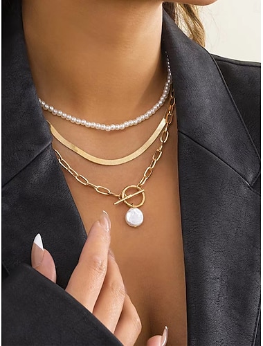  Choker Halskette Chrom Damen Punk Mode mehrlagige unregelmäßige Halskette für Hochzeit Valentinstag Straße