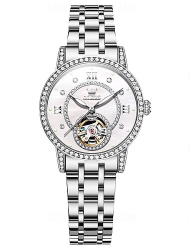  OLEVS Damen Mechanische Uhr Mode Lässig Armbanduhr Automatische Selbstaufzug leuchtend Wasserdicht Dekoration Legierung Beobachten
