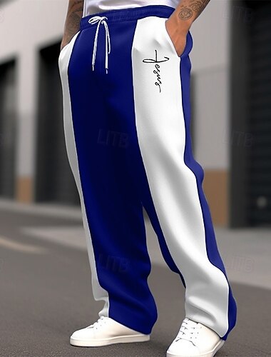  Herren Weihnachtshose Jogginghose Trainingshose Hose Hosen Jogginghose mit geradem Bein Tasche Kordelzug Elastische Taille Farbblock Kreuz Komfort Weihnachten Sports Outdoor Modisch Brautkleider
