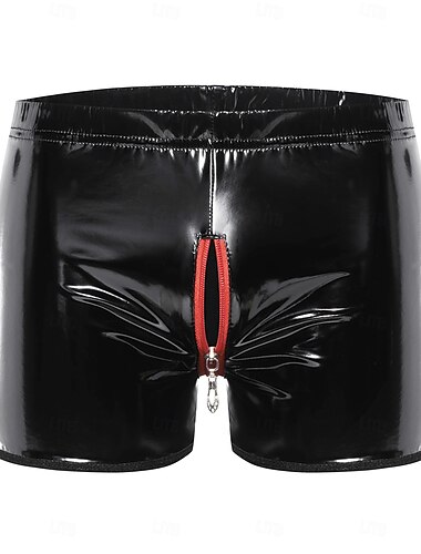  Byxa Boxerkalsonger Underkläder Karnevalsdräkt Herr Dragkedja fram Glansig Metall Dragkedja upp Spandex Kostym för Prestanda Nattklubb Pole dance Halloween Karnival Maskerad Vuxna