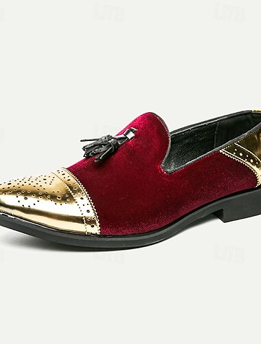  mocassins masculinos de veludo e dourado | sapatos sociais de luxo com borlas e detalhes brogue para eventos formais