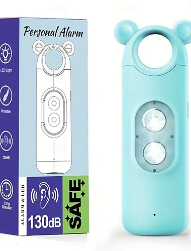  Persönlicher Alarm, sicherer Sound, 130 dB, wiederaufladbar über USB, selbstsirene, Sicherheitsalarme, Sicherheitsgeräte für Frauen und ältere Menschen mit Alarm, Paniktaste, LED