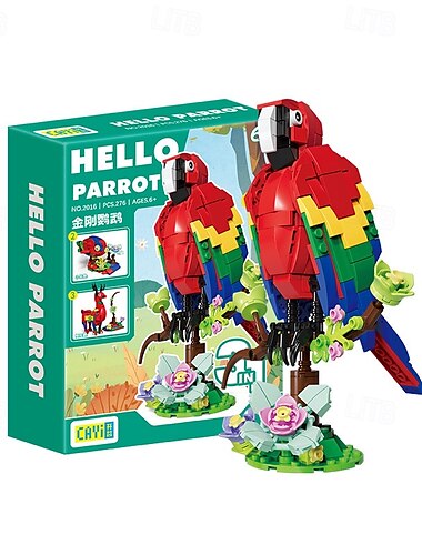  blocs de construction perroquets 3 en 1 créateur oiseaux animaux figurines - du perroquet au cerf en passant par le poisson tige oiseaux blocs de construction jouets pour enfants de 7 ans et plus