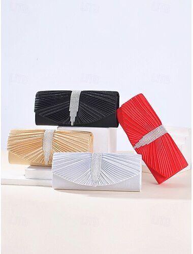  elegante goldene Abend-Clutch für Damen mit Strass-Akzenten und Kettenriemen – perfekt für Hochzeiten, Partys und formelle Anlässe