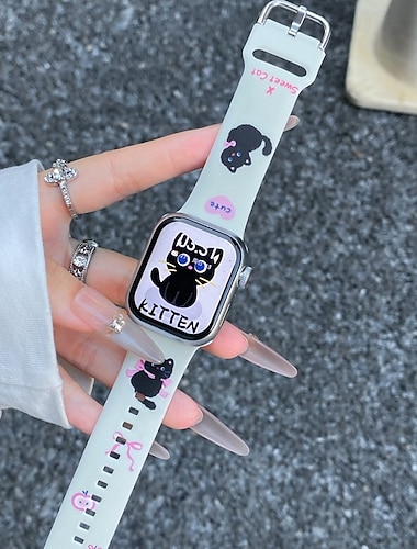  Solo-Loop Kompatibel mit Apple Watch Armband 38mm 40mm 41mm 42mm 44mm 45mm 49mm Niedlich Verstellbar Silikon Ersatzarmband für iwatch Ultra 2 Series 9 8 7 SE 6 5 4 3 2 1
