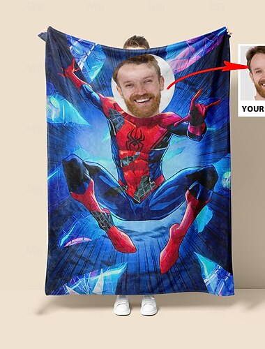  Плед супергероя Персонализированный плед Spider с изображением кастомизированный плед для мальчиков Подарок на День Валентина день рождения для любителей супергероев