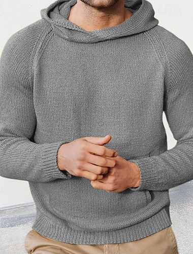  Herren Pullover Hoodie-Pullover Gerippt Stricken Normale Oberteile Gestrickt Mit Kapuze Einfach Mit Kapuze Strickware Zeitgenössisch Lässig Alltagskleidung Bekleidung Herbst Winter Gelb Grün M L XL