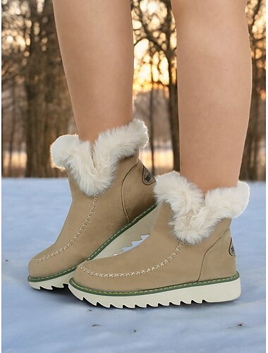  Damen-Winterstiefeletten mit Kunstfellfutter in Hellbraun – gemütliche Wärme mit rutschfester Sohle für Stil bei kaltem Wetter