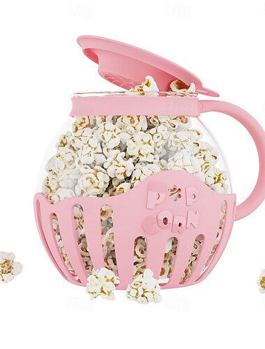  Micro-Pop Popcornmaschine für die Mikrowelle mit temperaturbeständigem 3-in-1-Deckel aus Glas misst Maiskörner und schmilzt Butter BPA-frei Spülmaschinenfest
