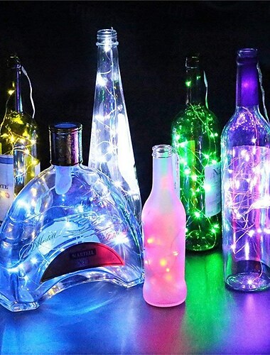  Lot de 10 guirlandes lumineuses à LED pour bouteille de vin, 3 m, décoration de Noël, lampe à LED, guirlande lumineuse de vacances, fil de cuivre