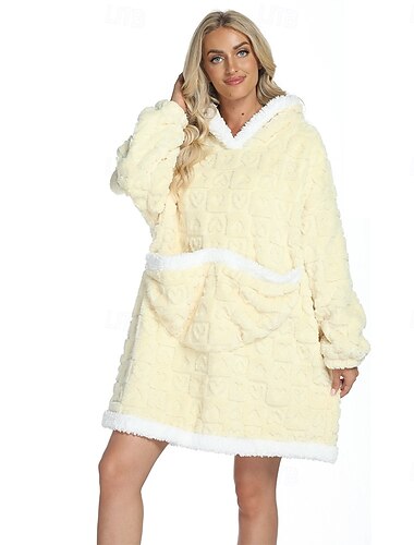 Adulto Color sólido Pijamas de una pieza Manta extragrande con capucha Manta usable con bolsillo Pijamas de una pieza Pijamas Kigurumi Estilo lindo por Hombre y mujer Carnaval Mascarada Dibujos