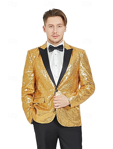  Retro vintage Jaren '80 Metallic Smoking Pakken en blazers Schijf Pailletten Strakke pasvorm Voor heren Carnavalskostuum Kerstmis Halloween Carnaval Prideparade Trots maand Volwassenen Jas