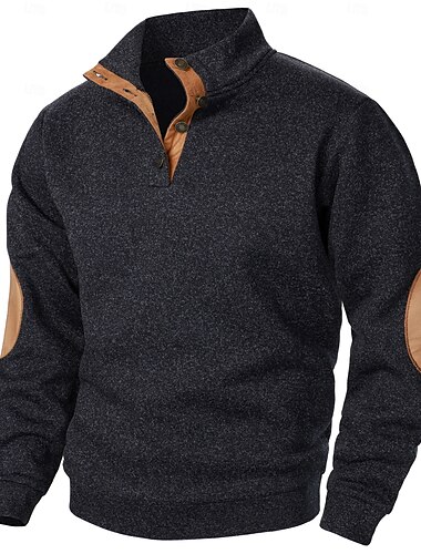  Hombre Sudadera Pull-over Negro Burdeos Azul Marino Azul Real Verde Trébol Cuello Mao Bloque de color Retazos Deporte Casual Diario Ropa de calle Casual De Deporte Invierno Primavera & Otoño Ropa