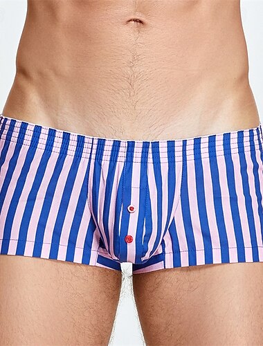  Herren 1 pc Unterwäsche Boxer Boxer-Shorts Elastische Taille 50% Baumwolle Atmungsaktiv Weich Komfortabel Plaid Farbblock Tiefe Hüfthöhe Weiß Gelb