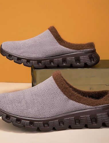  Kuschelige Herren-Winterclogs zum Hineinschlüpfen mit Plüschfutter und Anti-Rutsch-Sohle - bequeme Innen- und Außenschuhe für kaltes Wetter