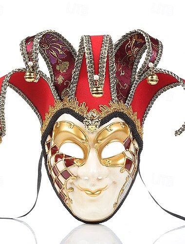  Harlekin Karnevalsmaske Venezianische Maske Arlecchino Erwachsene Herren Integralhelme Party Maskerade Karneval von Venedig Halloween Karneval Einfaches Karnevalskostüm