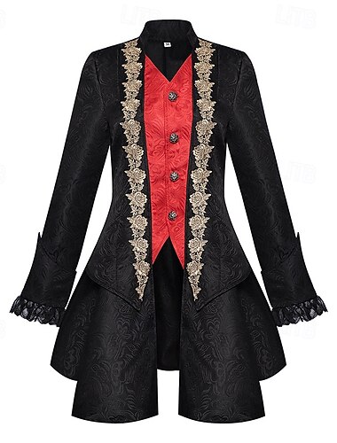  Punk & Gotisk Middelalderkostumer Renæssance Jakke tailcoat Overtøj Prins Gentleman Udklædning Dame Royal Steampunk Halloween Maskerade Fest Maskerade Voksne Frakke