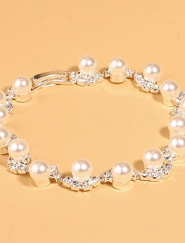  Bracelet de perles Femme Fantaisie Précieux mode Bracelet Bijoux Argent Forme Géométrique pour Soirée