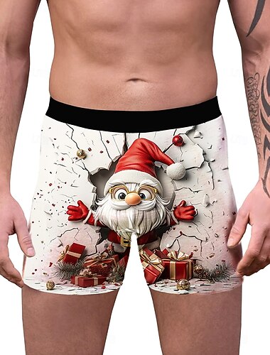  Chat père Noël Pyjama de Noël Boxer Short Sous-Vêtements cadeau de Noël Homme Drôle Noël Motif Adultes Noël Nouvel An la veille de Noël Noël Soirée