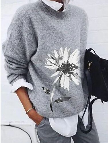  Per donna Camicia Blusa Floreale Motivo cashemire Essenziale Informale Manica lunga Girocollo Top regolari Giornaliero Stampa Blu Marrone Grigio Autunno Inverno