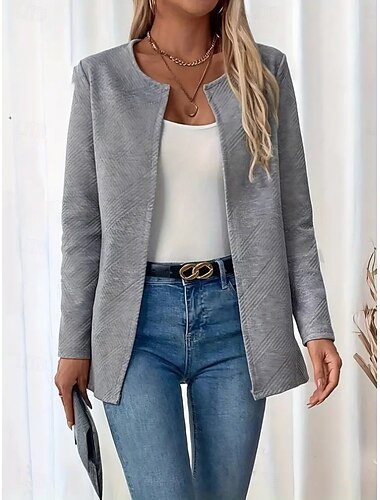  Dam Vinterkappa Vinterjacka Utomhus Gata Dagligen Höst Vinter Normal Täcka Normal Håller värmen Andningsfunktion Samtida Stylish Jacka Långärmad Ensfärgat Slimmad passform Grå