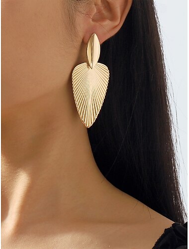  Statement-Ohrringe für Damen in Blattgoldform – elegante geometrische Tropfenohrringe für Partys und besondere Anlässe