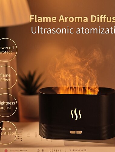  Luftbefeuchter für den Haushalt mit Fernbedienung, Ultraschall-Luftreiniger mit fließendem 3D-Licht, Aromatherapie, Flammen-Aroma-Diffusor
