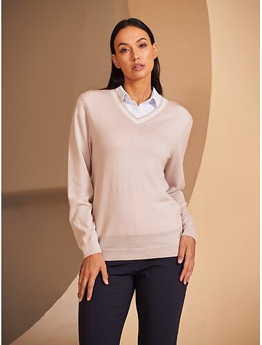  レディース Vネック ニットセーター 長袖 トップス 冬 暖かい セーター レディース ゴルフウェア 服 衣装 ウェア アパレル