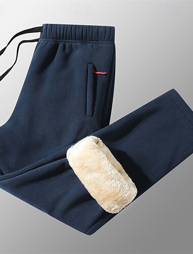  Herren Sherpa Sportliche Hosen Hose Hosen Jogginghose mit geradem Bein Tasche Kordelzug Elastische Taille Glatt Komfort Warm Sports Outdoor Täglich Modisch Brautkleider schlicht Armeegrün Schwarz