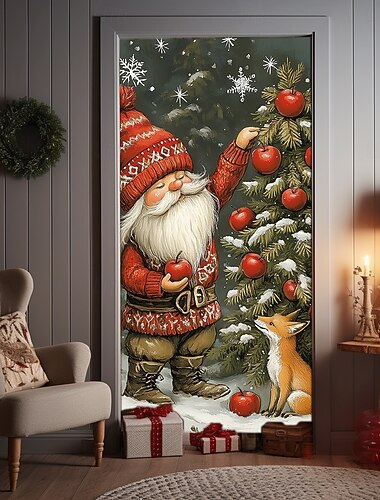  decorações de porta de natal capas de porta gnomos tapeçaria de porta de natal cortina de porta decoração pano de fundo porta interna/externa banner para porta da frente casa de fazenda