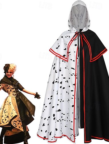  O sută și unul de dalmați Cruella De Vil Costum Cosplay Manta Clasic & Fără Vârstă Film Cosplay for Bărbați Pentru femei Adulți Crăciun Halloween Carnaval Evenimente / Petrecere