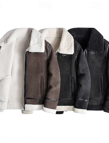  Per uomo Giacca di pelle sintetica Giacca in pile Giacca da motociclista Giacca da moto Giornaliero Da mare Antivento Tenere al caldo Tasche Autunno inverno Liscio Di tendenza Classico Bavero Standard
