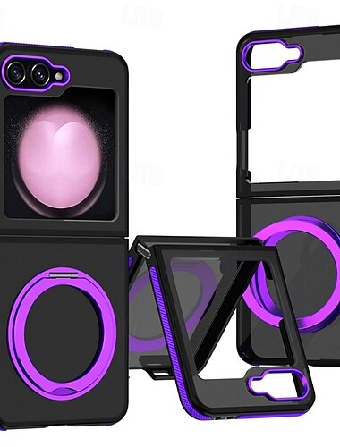 telefone Capinha Para Samsung Galaxy Z Virar 6 Z Flip 5 Capa traseira Com Suporte Antichoque Retro PC Silicone