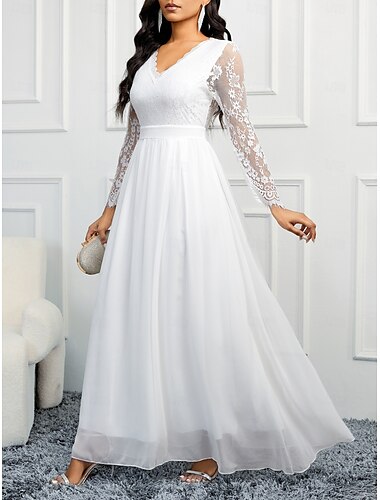  Brautkleider A-Linie V-Ausschnitt Langarm Bodenlange Chiffon-Brautkleider mit Applikationen 2025