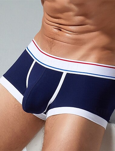  Herr 1 st Boxershorts Lappverk Polyester Andningsfunktion Mjuk Bekväm Färgblock Mellanhög midja Gul Rubinrött