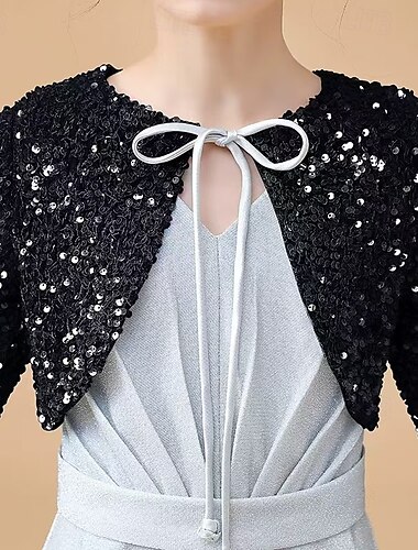  Kinderwickel Luxus Glitzer&amp;glänzende 3/4-Ärmel Dolman-Ärmel Baumwoll-Hochzeitswickel mit Spitze für Halloween im Sommer