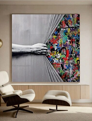  Pintura al óleo de arte de graffiti pintada a mano, arte abstracto, graffiti de memoria, pintura de arte callejero, pintura al óleo de arte pop pintada a mano, arte de pared, pintura al óleo de