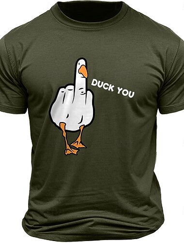  メンズ面白いダックユーハグラフィックTシャツ - ガチョウの中指のジョークショートスリーブTシャツ
